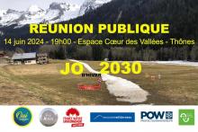 Réunion débatsur les JO 2030 le 14 juin à 19h à Thônes